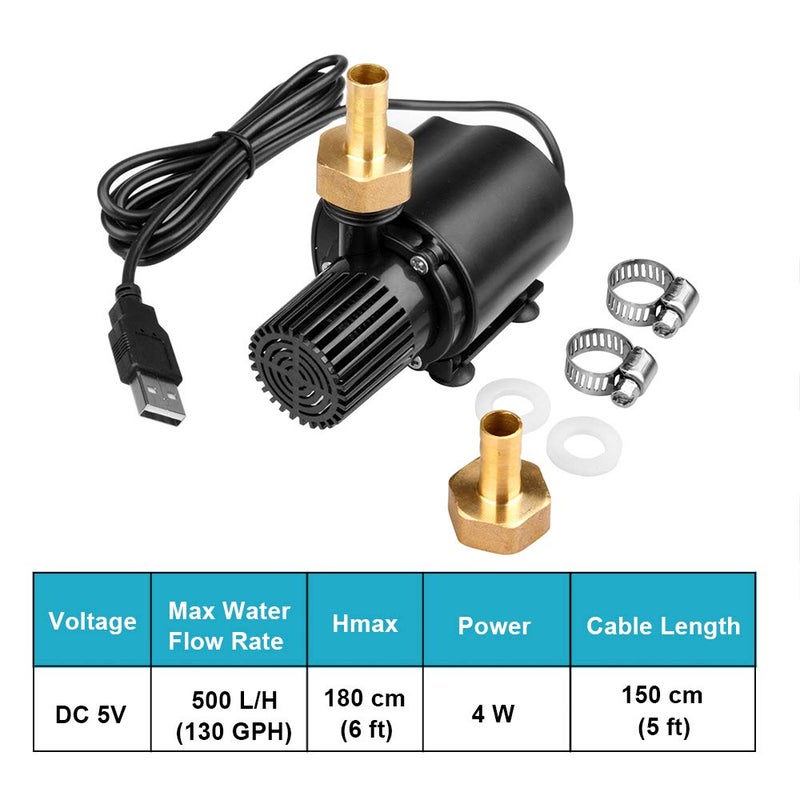 OTTFF Submersible Clear Water Pump, 4W USB Powered Mini Fountain Circulation Pump for Aquarium - Image 2